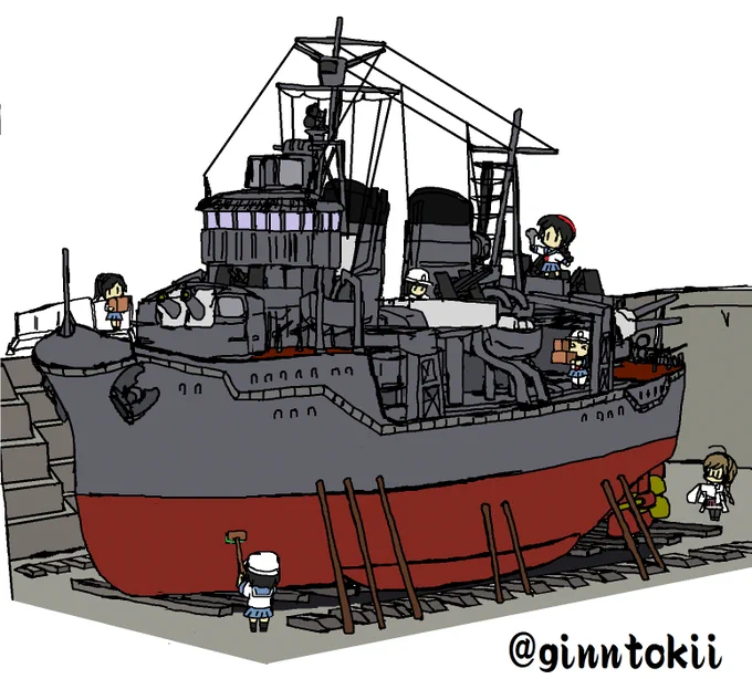 今日は11月26日で1126いいふろ 良い風呂の日#艦これ や実際の艦艇!?で艦にとってのお風呂といえば…ドック への入渠ということでドック関係?のイラストをば! 