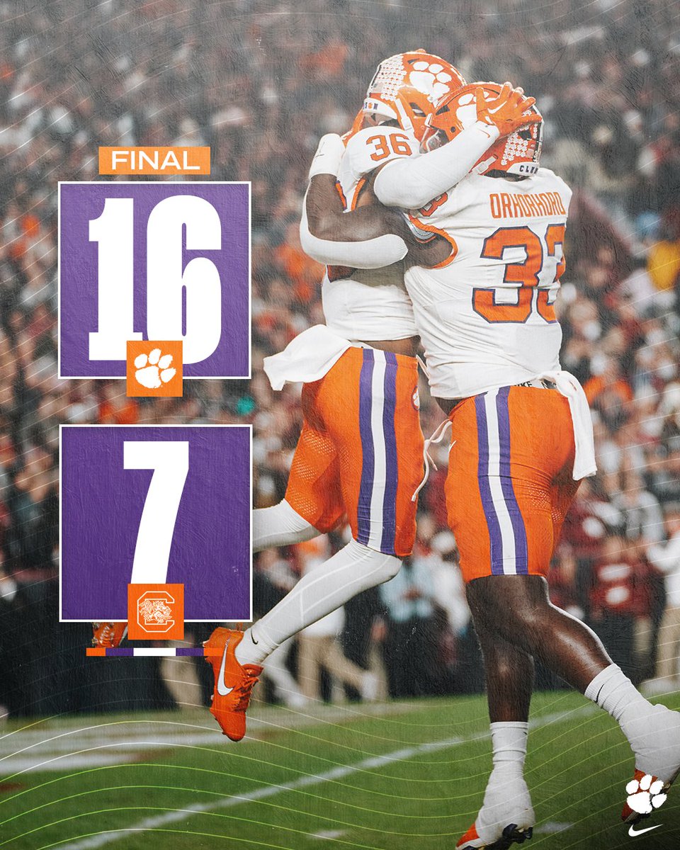 Under a Carolina sky, the Clemson Tigers win.