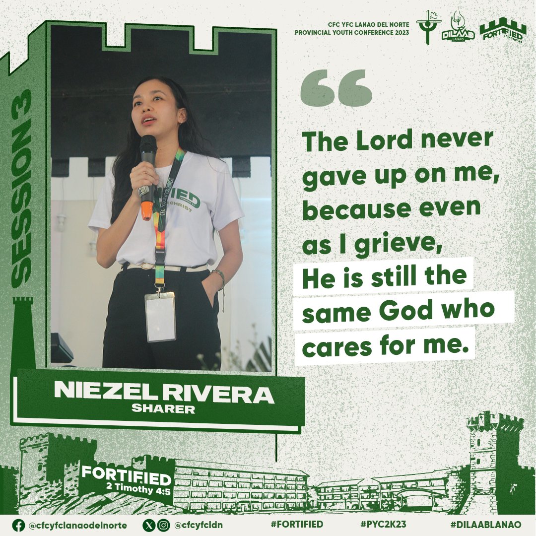 cfcyfcldn's tweet photo. Ate Niezel Rivera shared her struggle with grief after her father passed away. As she grappled with accepting this devastating loss, she found solace in the love of our Almighty Father. Her faith in God’s love allowed her to persist and continue on her journey. https://t.co/8Wo4SOWqSK