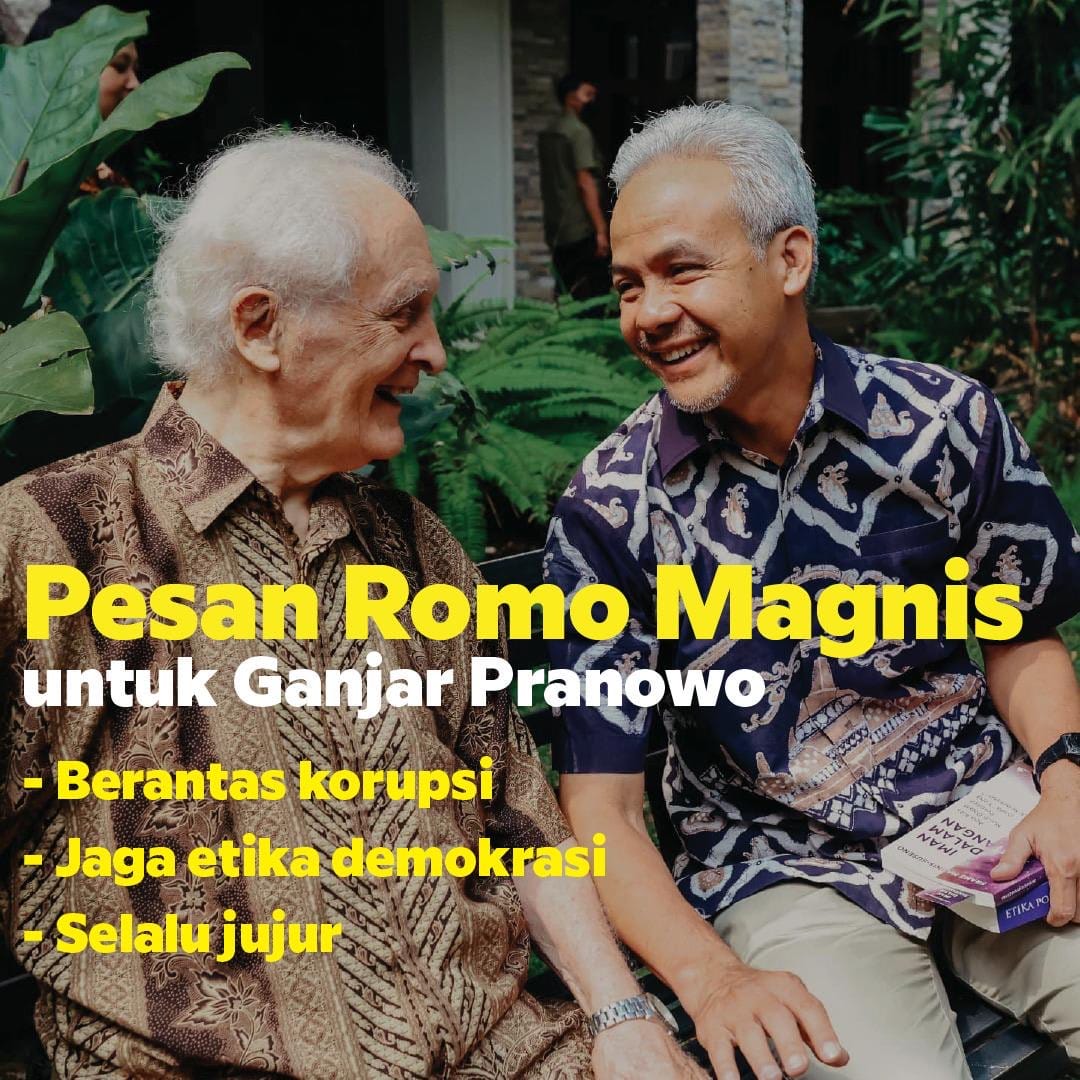 Belajar seumur hidup, itulah Ganjar yg tak perna berhenti mendengar didikan dan ajaran. 
Kali ini Ganjar Pranowo mendapat pesan dari tokoh agama sekaligus  tokoh nasional Romo Magnis yaitu ;
Berantas korupsi
Jaga etika demokrasi dan
Selalu jujur.
#GanjarMahfud2024