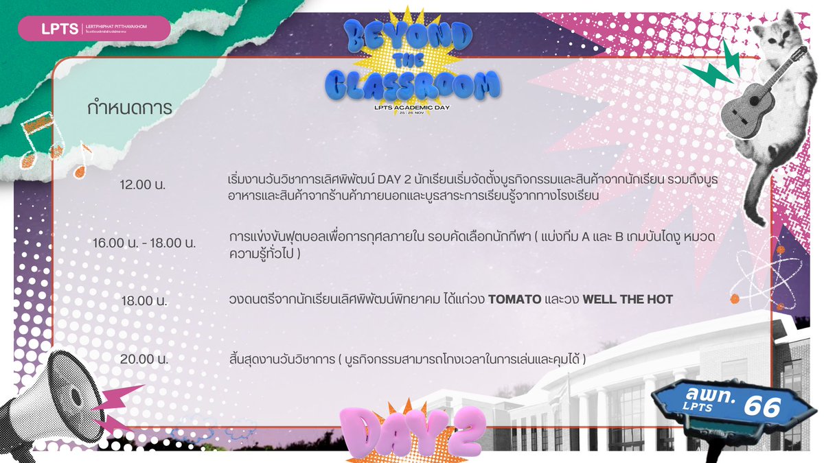LPTS_CM's tweet photo. 💡[ กำหนดการณ์ DAY 2 #BeyondTheClassroom_LPTS ] https://t.co/B1UgmMWDV9