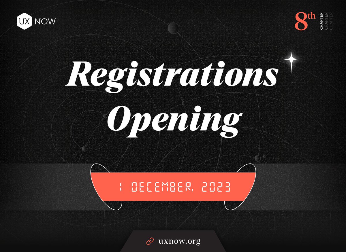 Drumroll, please!🥁 🥁
🗓️Mark your calendars - Registration opening on December 1st at uxnow.org!

And get those mouse-clicking fingers ready for a design journey like never before!🖱️💻

#uxnow #uxnow2024 #design #designevent #conference #eventdate #uxdesign #events