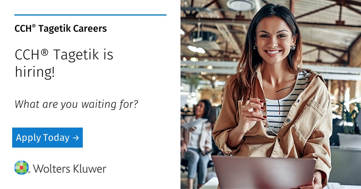 We’re hiring! By joining the CCH Tagetik team, you’ll be part of the Wolters Kluwer community and work at a company that is globally recognized as a great place to work. Learn more! bit.ly/3VE7CZP

#WoltersKluwerCareer #HR #CCHTagetik
