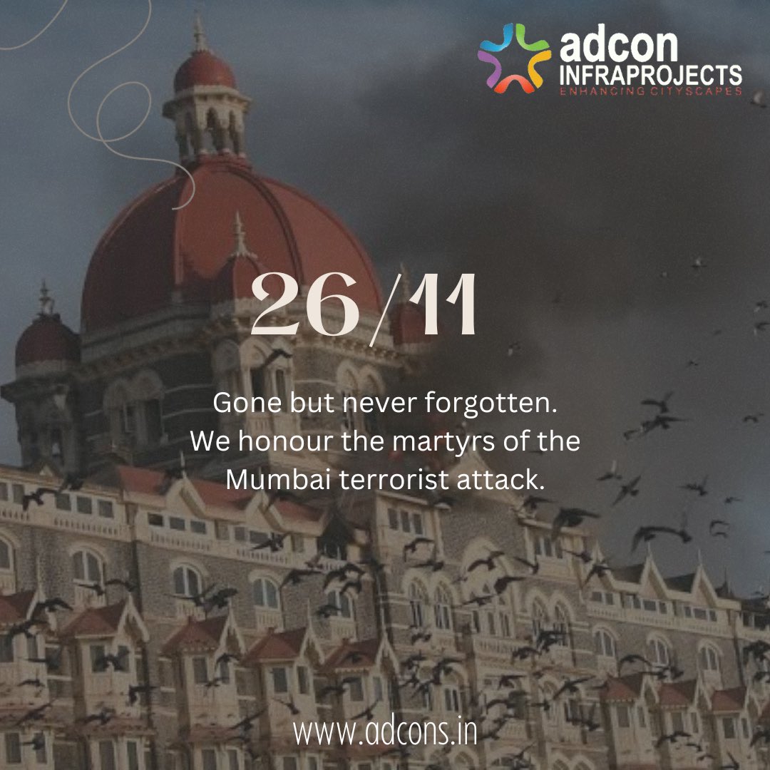 Adcon_infra's tweet photo. 'We will never forgive, we will never forget'. 

#bravehearts #terroristattack #hoteltaj #26/11 #martyrs #adconmeridian #adconfamily #teamadcon #redevelopment #brandadcon #enhancingcitiscapes #realestatestyle #luxurylisting #realestateforsale #luxuryrealestate #realestateindia https://t.co/ugfou6khvS