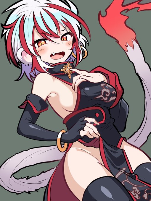 skebの練習。服がすけべすぎるし一人称さるなの可愛い。 #絵んぶ