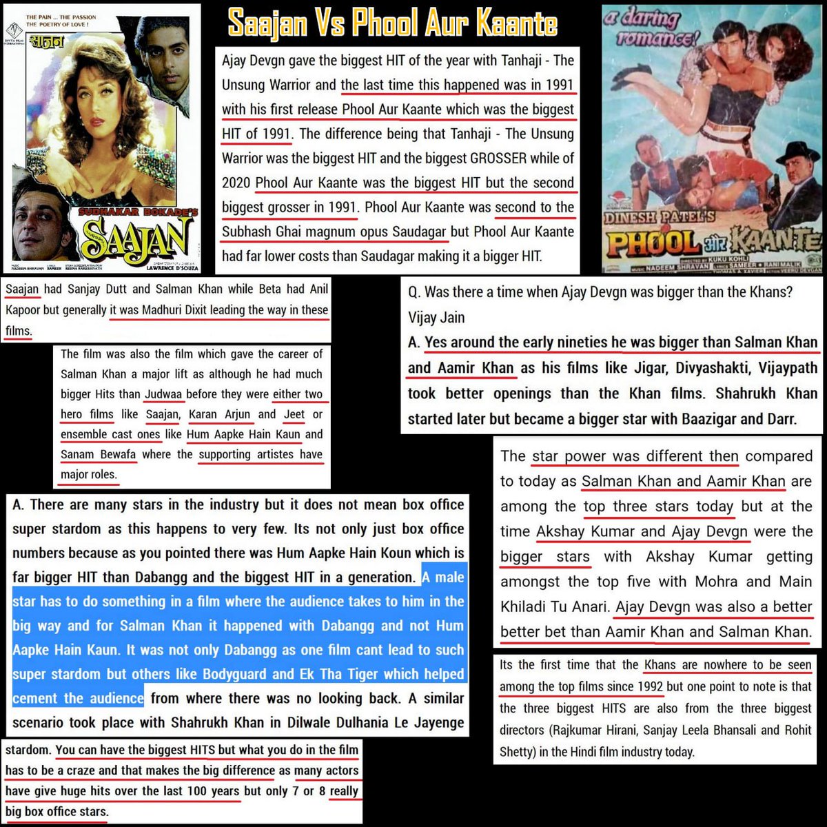 #PhoolAurKaante Vs #Saajan 

Ajay Devgan in 90s > Salman Khan