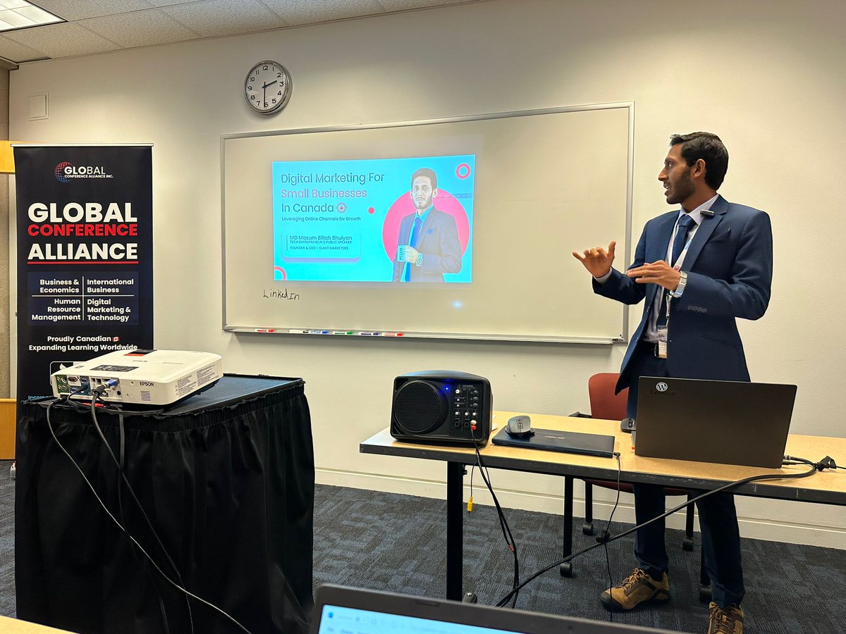 giantmarketers's tweet photo. 🚀 Yesterday was a historic day as our CEO and founder, Mr. Masum Billah Bhuiyan, took center stage as the keynote speaker at the 3rd Global Conference on Digital Marketing and Technology (GCDMT) in Vancouver, Canada! 
🗓️ November 25, 2023
#GCDMT2023 #DigitalMarketing #Keynote https://t.co/doitCOu0hY