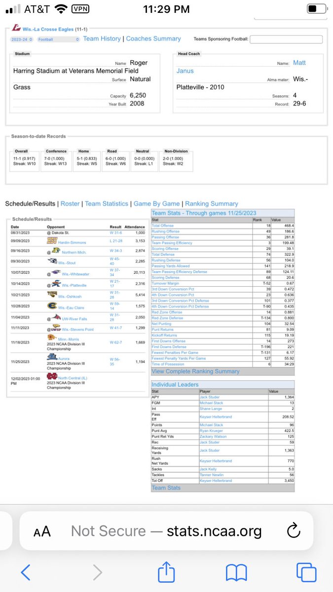 An early look at #2 ⁦<a href="/football_ncc/">NCC Football</a>⁩ at #1 ⁦<a href="/UWLAthletics/">UWL Athletics</a>⁩ …