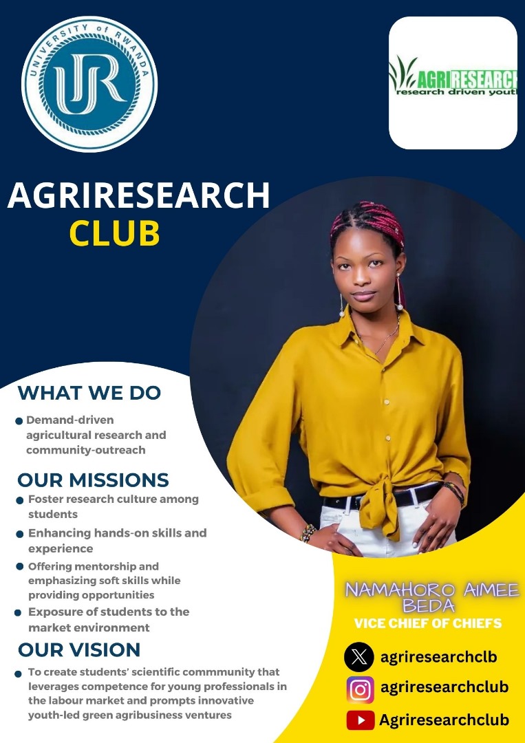 With the AgriResearch Club, I've discovered the coolness of agriculture and unlocked my potential as a visionary in this field. Thanks be to @UR_CAVM and @agriresearchclb my Family even an inspiring Agriculturist @jcniyomugabo .