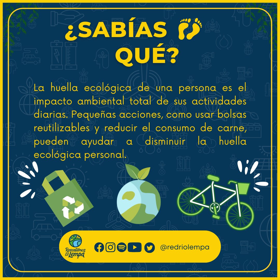 ¿Sabías que? La huella ecológica refleja el impacto ambiental de nuestras decisiones diarias. 🌱💚
 
¡Tu compromiso cuenta para un planeta más sostenible!
-
-
-
#SabíasQue #redriolempa #HuellaEcológica #Sostenibilidad #AccionesDiarias