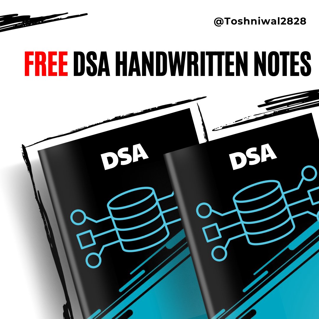 Toshniwal2828's tweet image. If you&apos;re looking to become Master in DSA this handwritten note will make learning DSA easier. 

It&apos;s free for you all 

To get it, just:

1. Follow me (so that I can DM)
2. Like and Retweet this post
3. Comment &quot;DSA&quot;
