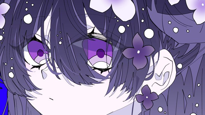 「hair between eyes purple theme」 illustration images(Latest)