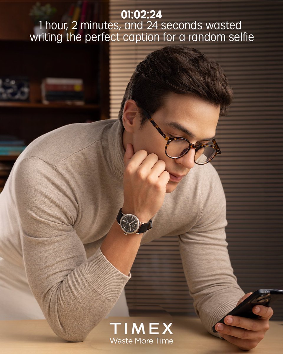 Timex_India's tweet photo. Taking time to write the perfect caption for that random selfie you just took, seems like a perfect way to #WasteMoreTime! Looking good by the way! :)
#Timex #TimexIndia #TimexMen #WasteMoreTime #AnalogLife https://t.co/YR2zhf41CB