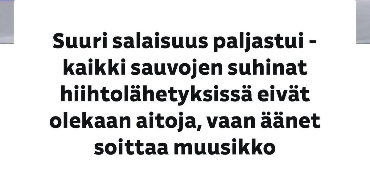 En muista milloin yksi artikkeli olisi ravisuttanut maailmankuvaani samalla tavalla.

Hiihtoäänet lähetykseen tuottaa ääniteknikko syntetisaattorilla. Samoin moukarin mätkähdys nurmeen, juoksulenkkarin ääni maratonilla, yms.

Huh huh. Tätä pitää sulatella. yle.fi/aihe/a/20-1000…