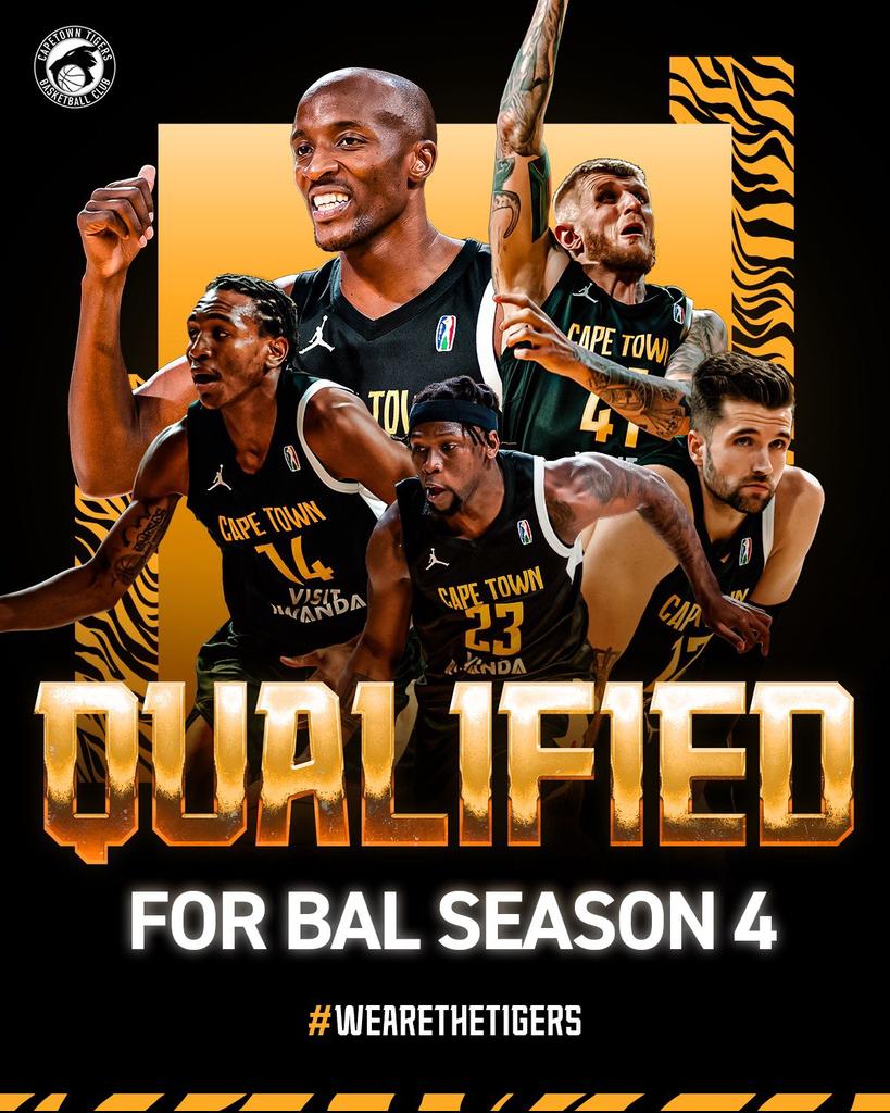 THE CAPE TOWN TIGERS ARE QUALIFIED FOR THE FOURTH SEASON OF THE BAL 🗣️🇿🇦
@CapeTownTigers @theBAL #RoadToBAL #Elite16 #eyeson #Africanballerz