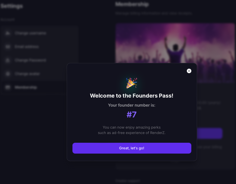 fifarenderz's tweet photo. What's your #RenderZ Founder's number? The first 1000 Founders Pass subscriptions receive a lifetime 50% discount - don't miss out!
Enjoy an ad-free experience, early access to new features and more, all while supporting your favourite creators!
#RenderzSupportsCreators https://t.co/hDhmvGq4GM