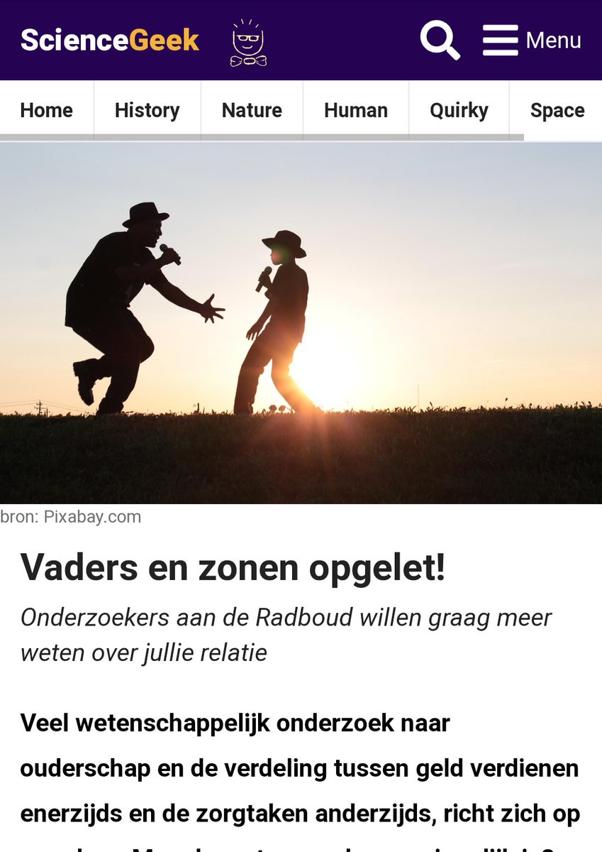 ScienceGeeknl's tweet image. Altijd al deel willen uitmaken van wetenschappelijk onderzoek?

Dat kan!

Sociologen aan de Radboud onderzoeken vaderschap en praten graag met mannen en hun vaders hierover!

#vaderschap
#psychologie

#wetenschap 

sciencegeek.nl/vaders-en-zone…