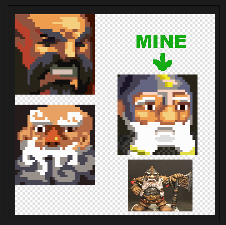 cokeandcode's tweet photo. Started to get a bit worried that I'm not going to get new art, had a go myself at creating the heroquest dwarf in the same style - is it good enough? #gamedev #pixelart #taptapdungeon https://t.co/SmmmQHqsZb