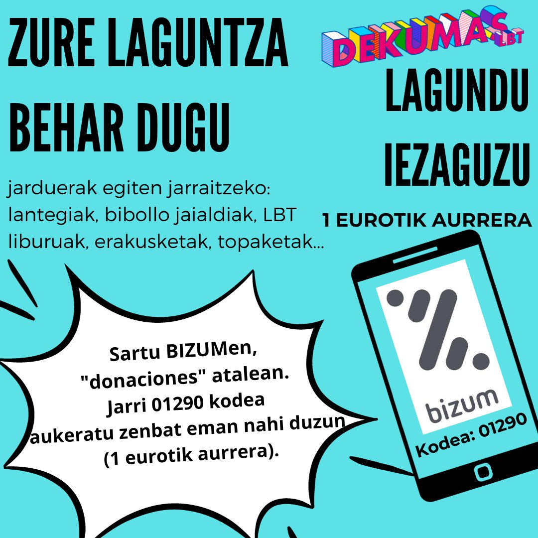 DekumasLBT's tweet photo. 🆘 ¡HOLA!¡ NECESITAMOS TU AYUDA!

Te pedimos tu colaboración con aportaciones para poder seguir realizando juntas encuentros, conciertos, actividades, talleres... en 2024.
Puedes ayudar desde 1€

¿Cómo puedes hacernos llegar tu ayuda?👇🏼 https://t.co/r9LtsYWxPN