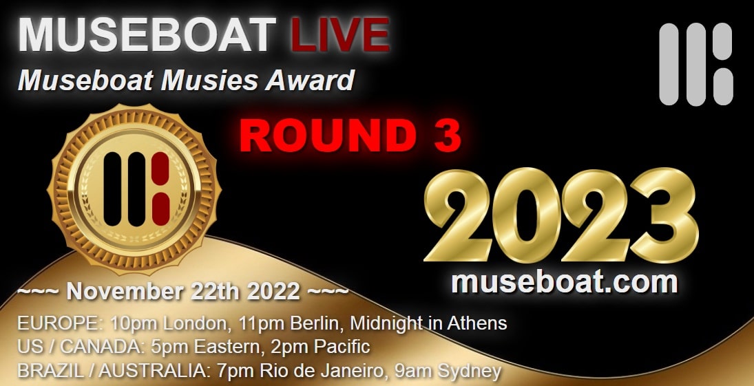 #RT MMA 2023 ROUND 3 at museboat.com is with TOP 100 songs from @TraceyNapoleon @JupePaul @PhilMultimedia @Planet_ERGH @BlissPlethora @pmadtheband @MPolicy1 @pressuresweden @BelovedAlice1 @PsychoRom Join us today at bit.ly/41nQkD8 @ArtistRTweeters