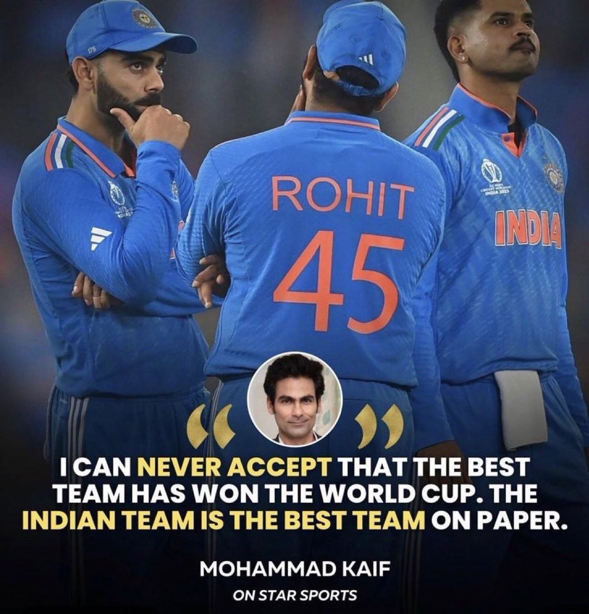 England were the best team on paper..
Idk which paper he is talking about🤷🏻‍♂️ 

#India #ViratKohli𓃵 #IndianCricket #BCCI #WorldCup2023Final #Australia