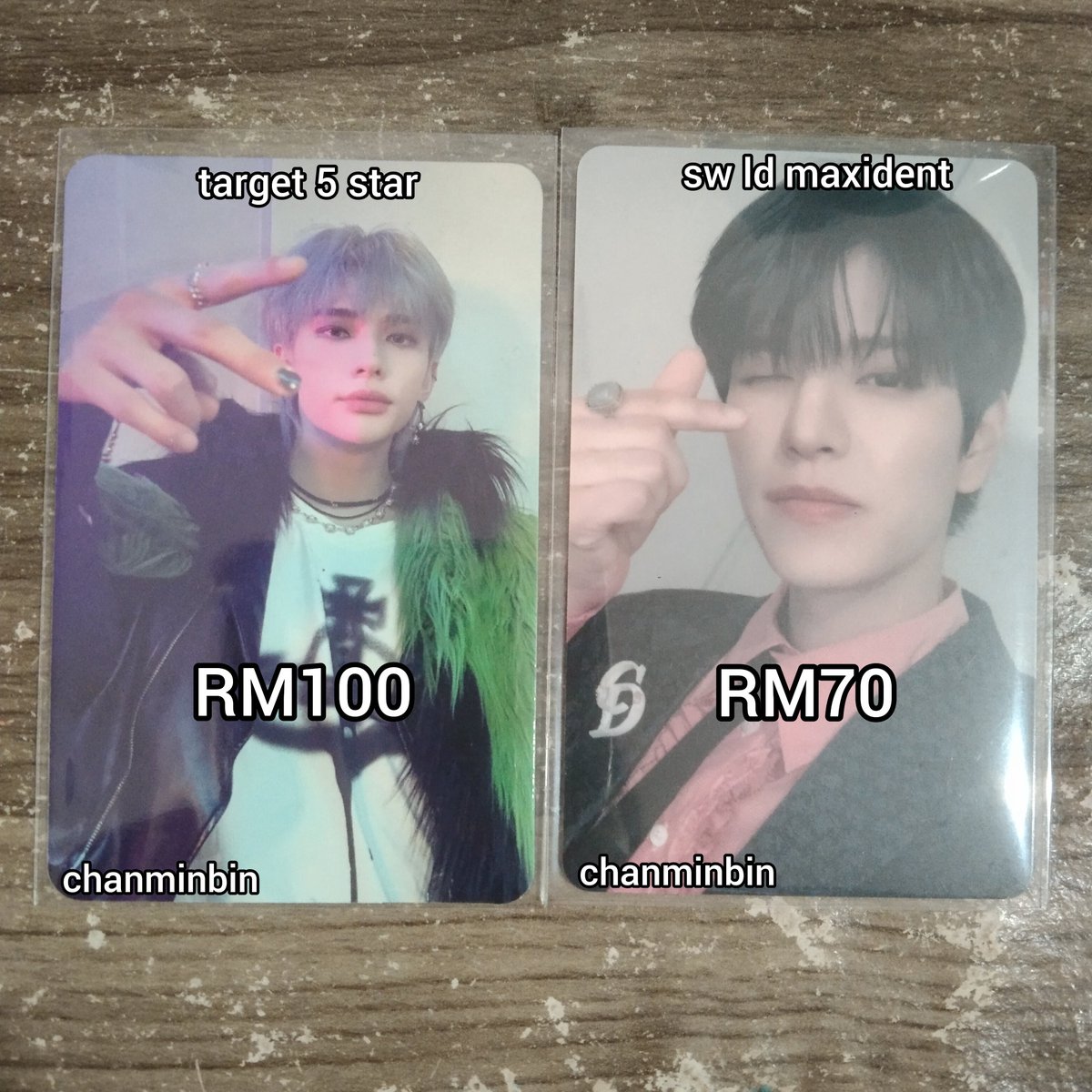 chanminbin's tweet photo. [HELP RT | 🇲🇾 ONLY] WTS STRAY KIDS HYUNJIN TARGET &amp; SEUNGMIN SW LD

PRICE : IN PIC EXC POSTAGE
POSTAGE : RM9 WM /RM12 EM

•EACH POB IN PIC 1 MUST PAIR WITH 1 PC IN PIC 2‼️
•DM TO BUY
#pasarSKZ #pasarskzmy #pasarstraykids #pasarstraykidsMY https://t.co/ie8gldpiOa