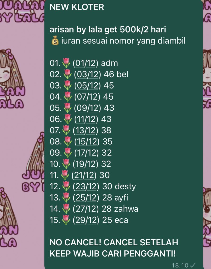 haloo ada yang mau ikut arisan get 500k/2 hari gaa? mulai desember yaa masi ada slot untung nihh #zonauang #zonaba