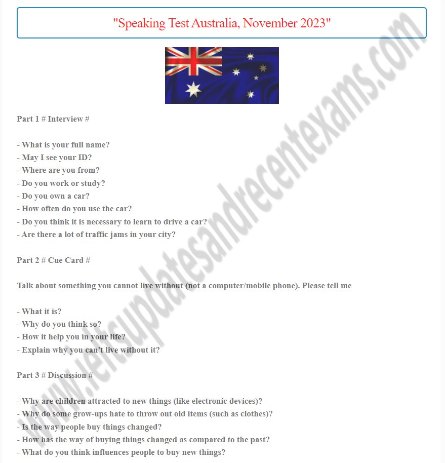 ielts_iuare's tweet photo. Actual IELTS Exam Speaking Test, November 2023, Australia
Click Here For More Speaking Tests - https://t.co/mKeRgbWtwx

#IELTS #Speaking #actual_speaking_test #IELTS_Speaking 
#ieltsspeaking #ieltsspeakingtips #ieltsspeakingtest #recent_exams https://t.co/Ceo6jVvVrZ