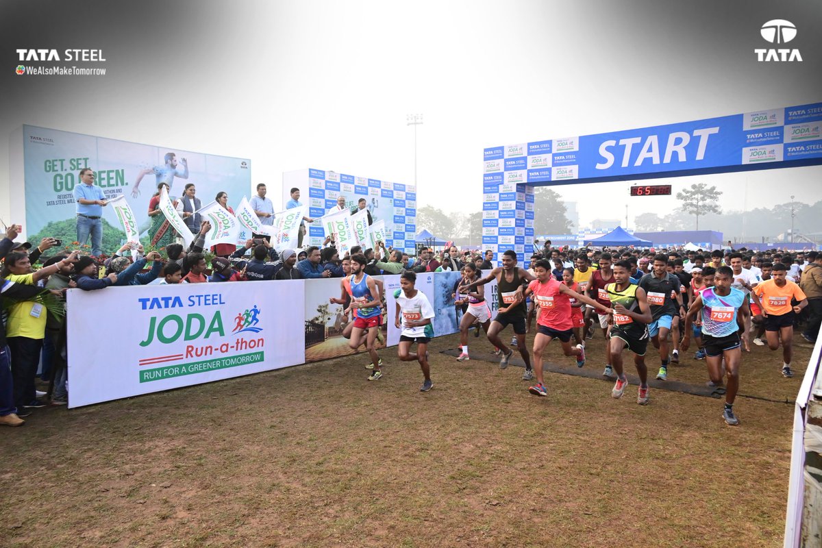 TataSteelLtd's tweet photo. The 1st edition of Tata Steel #JodaRunathon was a huge success as 5,000+ runners ran for a greener tomorrow. Heartiest congratulations to all the winners and participants for coming out in massive numbers. Together, we planted a promise for a greener future.

#TataSteel 

(1/2) https://t.co/jXyK5ruxmX