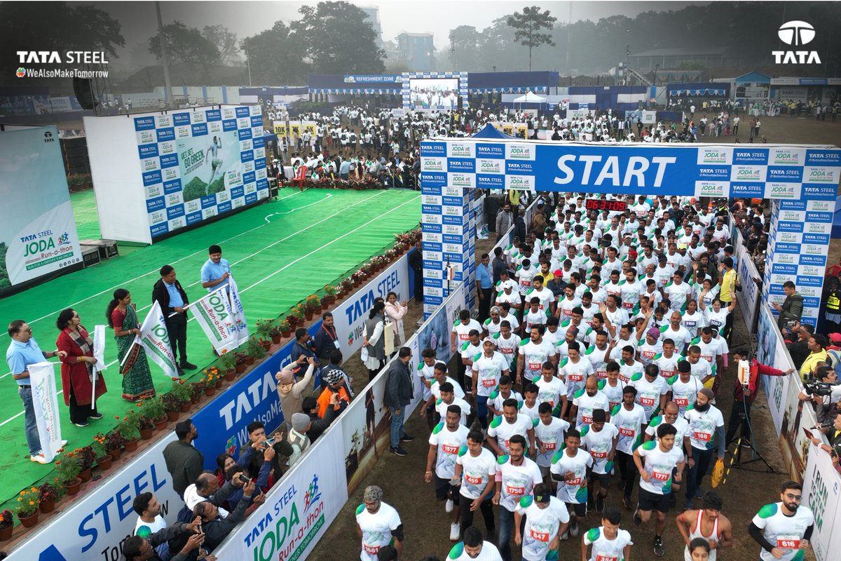 TataSteelLtd's tweet photo. The 1st edition of Tata Steel #JodaRunathon was a huge success as 5,000+ runners ran for a greener tomorrow. Heartiest congratulations to all the winners and participants for coming out in massive numbers. Together, we planted a promise for a greener future.

#TataSteel 

(1/2) https://t.co/jXyK5ruxmX