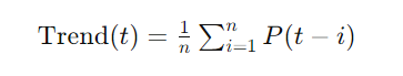 pedma7's tweet photo. Gm! 

A common misconception I see is mixing momentum strategies with trend strategies.

Both are similar, up to the point where we have start considering velocity in our equation.

Lets define Momentum VS Trend:

To understand why time is relevant in momentum, we need to understand that momentum, as opposed to trend, takes into consideration the velocity of the move.

Momentum (M) at a time (t) is the change in price (P) over a specified period (Δt).

Trend is more complex to quantify mathematically and every trader that trades a trend approach, has his own definition of what trends mean. 

Lets use one of the most common ways to identify these trends using moving averages. Here trend at time t is determined by the average price over a preceding period.

To simplify, in our momentum formula we calculate the difference in price over a specific interval, which captures the velocity of that price change.

On our trend formula we use the moving average to get the average of price over a set number of past periods. This smooths out short-term volatility and highlights the underlying direction. But it DOES NOT care about velocity.

Why are Time Extensions Important in Momentum:

Time extensions are important because of the nature of human behavior in markets. We can't expect that a certain price change, that is way above historical average, to be sustained forever. 

However we must take time into consideration here as we do in our formula. A 50% move in a few days is way different than a 50% in a few years. Both bring different risk factors into the table.

If we look a t the chart above we can see that momentum periods (depends on how a momentum period is defined) have a set of consistent lifespans. This is because we take into consideration large expansions in price in a short amount of time that can't be sustained forever.

Obviously there will be outliers and we shouldn't neglect those outliers as they contribute massively to the bottom line of the portfolio.

Trend traders on the other hand don't concern themselves too much with the velocity of short-term movements but rather with the overall trend in the timeframe used.