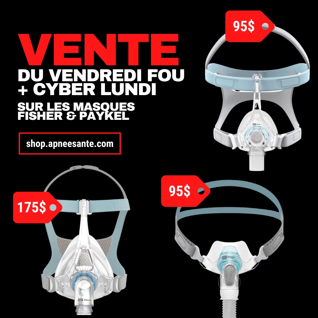 Découvrez des masques CPAP les plus confortables et les plus silencieux du marché, en vente jusqu'à lundi minuit !

Magasinez maintenant jusqu'à épuisement des stocks: ow.ly/Ehvy50Q7BMI

#ApnéeSanté #VendrediFou #masquesCPAP #FisherPaykel