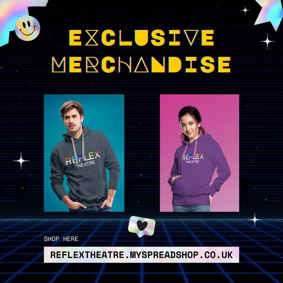 Get ahead on your Xmas shopping and get yourself some Reflex Theatre hoodies under the tree!

Shop now at: reflextheatre.myspreadshop.co.uk