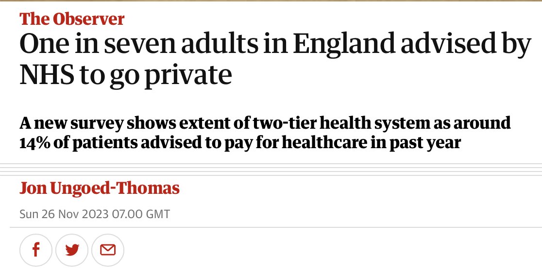 Welcome to your NHS after 14 years of Conservative underfunding &amp; understaffing.

A deliberately engineered two-tier system in which only those who are rich enough to pay for private care are guaranteed comprehensive healthcare.

Not inevitable - a political choice.

Scandalous.