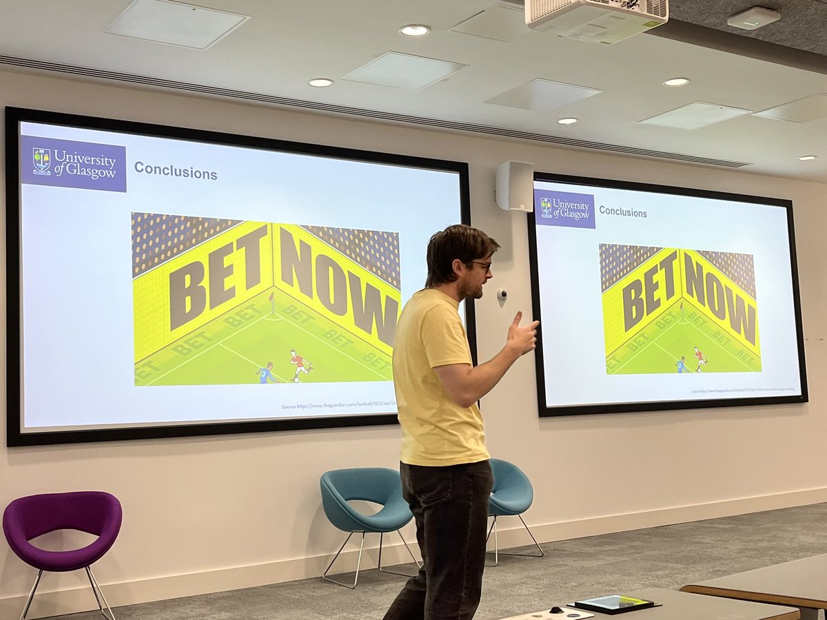 Huge pleasure speaking @FB_Collective today with Blair Biggar. Blair’s concluding slide sums up nicely how gambling brands are promoted across professional football in the UK @GlaGamRes @healthystadia. The normalisation of gambling in our sport.