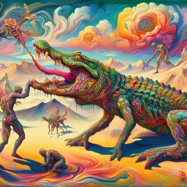 CareyAlexanderU's tweet photo. The desert was filled with strange and mysterious creatures - discover its secrets. #SalvadorDali #GenerativeArt #DollE #Psychedelic #Surreal #Desert #Dystopian #Future #Elephant #AnimalKingdom #Utopia #Harmony #Exploration #Secrets #Strange #Wonderful #Cr https://t.co/oiu1E6omRe https://t.co/t2JdCRzjht