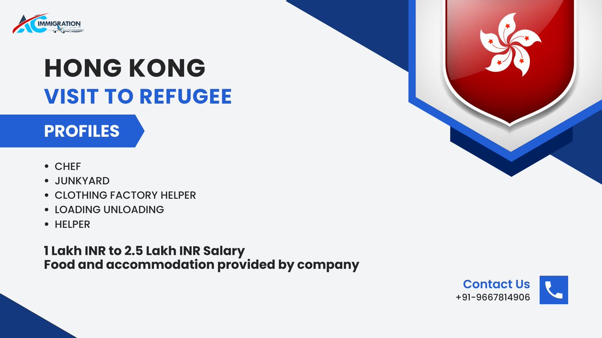 AandC_immigrate's tweet photo. Hong Kong: Visit to Refugee

1 Lakh INR to 2.5 Lakh INR Salary.
Food &amp; accommodation are provided by the company.

Contact us:
9667814906
info@aandcimmigration.com
https://t.co/cJmFsSNXVI

#chef #helper #junkyard #clothing #factory #job #hiring #jobvisa #hongkong #jobhongkong https://t.co/E0RViAhojk