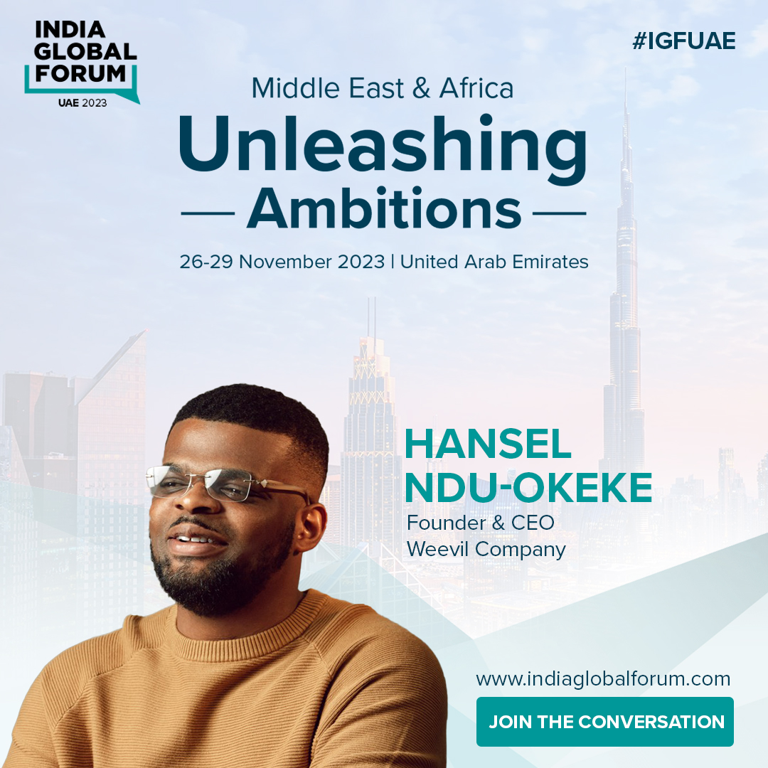 IGFupdates's tweet photo. Welcoming Hansel Ndu-Okeke, Founder &amp; CEO, Weevil Company as a speaker at #IGFUAE 2023. Join us as he shares his valuable insights on how Startups can Balance Longevity and Innovation in Turbulent Times!
Book now 🎫: https://t.co/efjKncVaAV https://t.co/OAlzgYUsFZ
