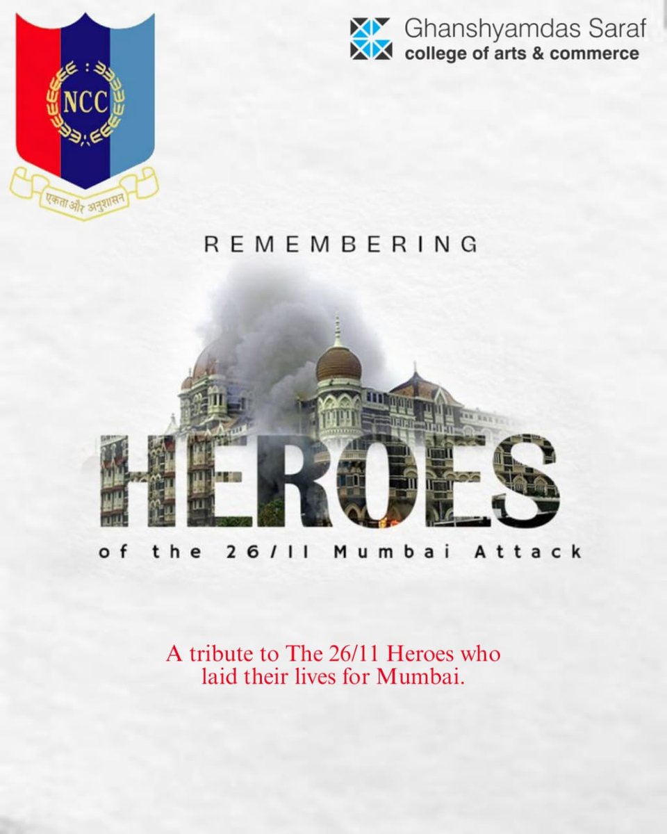 The brave hearts will always be remembered in our prayers for their ultimate sacrifice and devotion towards our country's peace and security 🇮🇳❤️💐 #2611Mumbaiattacks @HQ_DG_NCC @ncc_dte @DefPROMumbai @mumbai_group