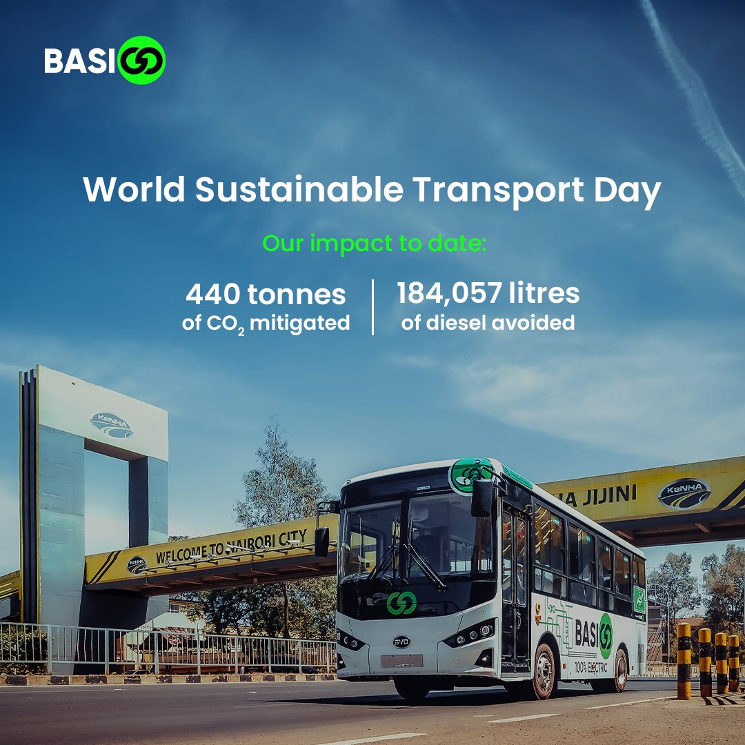 BasiGoKenya's tweet photo. Today we commemorate the first-ever World Sustainable Transport Day. Adoption of electric vehicles (EVs) is one way of implementing sustainable transport and we are proud to #TakeTheLead in this with our e-buses, operating in Nairobi and soon in Kigali. #BasiGoMovement #Emobility https://t.co/uM2U4o6hHg