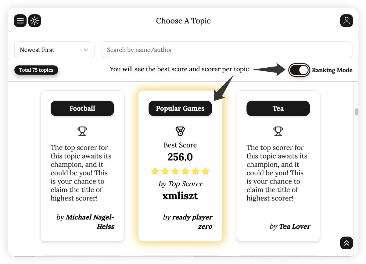 xmliszt's tweet photo. Try out the new version of Taboo AI, login and play and be the champions of various word topics 🏆 https://t.co/e8KbRSGkxG #tabooai #rank #englishLearning #profile #playStats https://t.co/5rlShzLflR