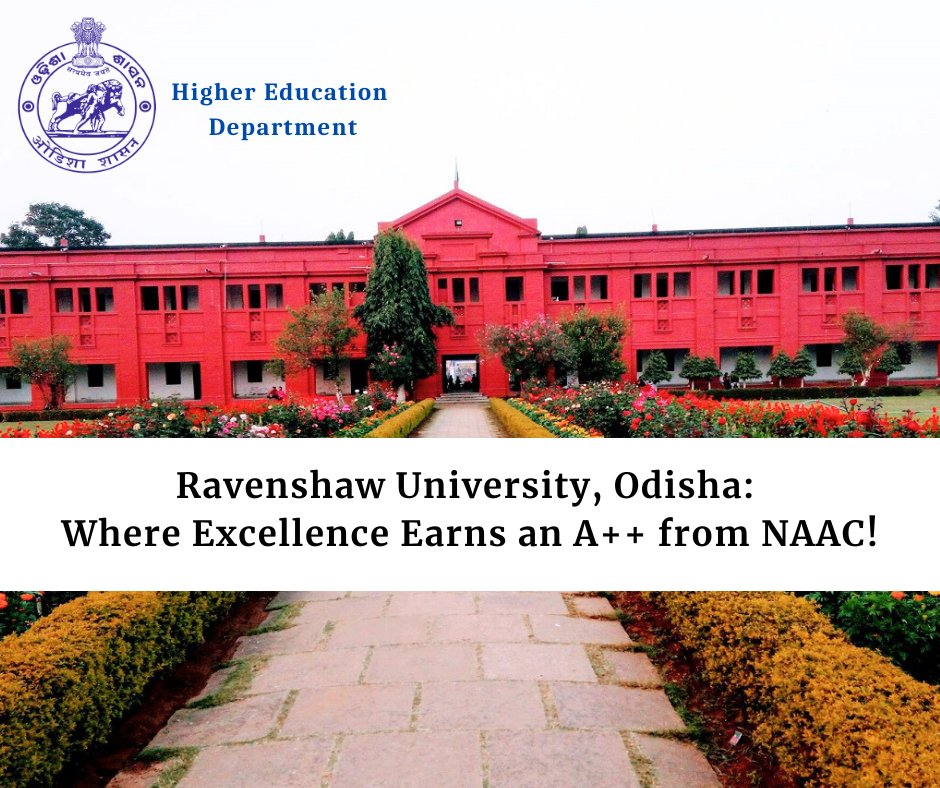 We are overjoyed to announce that Ravenshaw University has achieved an outstanding A++ grade from the National Assessment and Accreditation Council (NAAC). Congratulations for this remarkable accomplishment! #CMO_Odisha <a href="/AtanuMLA/">Atanu sabyasachi</a>
<a href="/aravind_od_ias/">arvind agrawal</a>