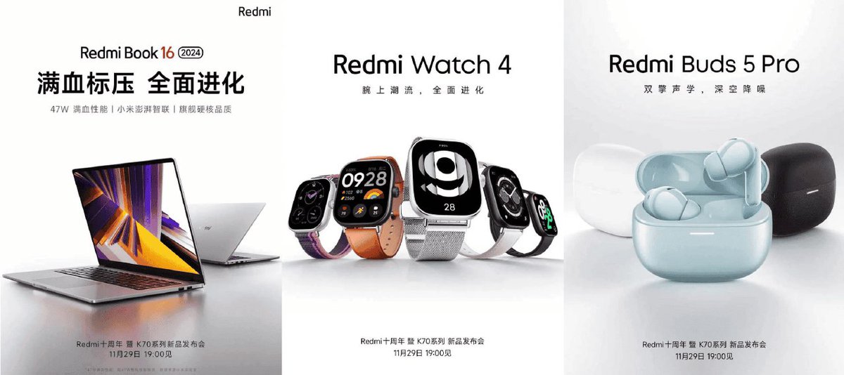 Atulbazaar's tweet photo. Redmi Watch 4, Redmi Book 16 (2024), Redmi Buds 5 Pro Will Be Launched on November 29
#RedmiWatch4 #RedmiBook16 #RedmiBuds5Pro https://t.co/PLbGOTlW0C