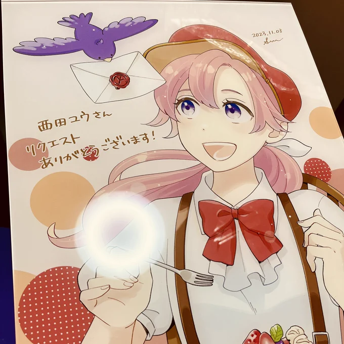 あのですね!!先日Skebにて描いていただいたイラストを、「印刷してお届け」サービスを利用してアクリルマウントにさせていただいたんです!!大きい!!可愛い!!最高です!!ありがとうございます