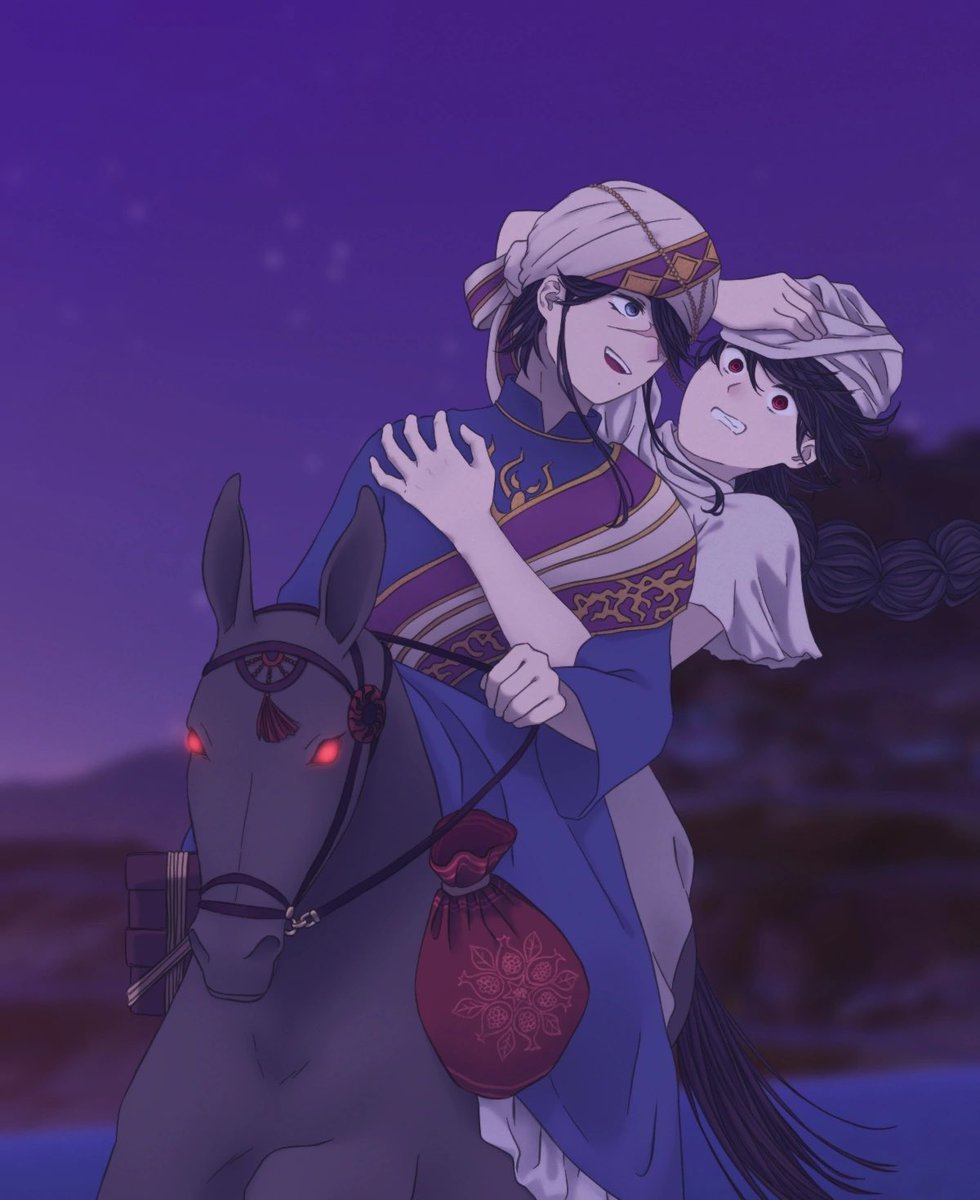lightsanni's tweet image. ☆ My illustration for the tale of Judar from One Thousand and One Nights (with Hakuryuu as Abd al-Samad) ☆
#Blackend世海征服
#11月26日はザブラックの日