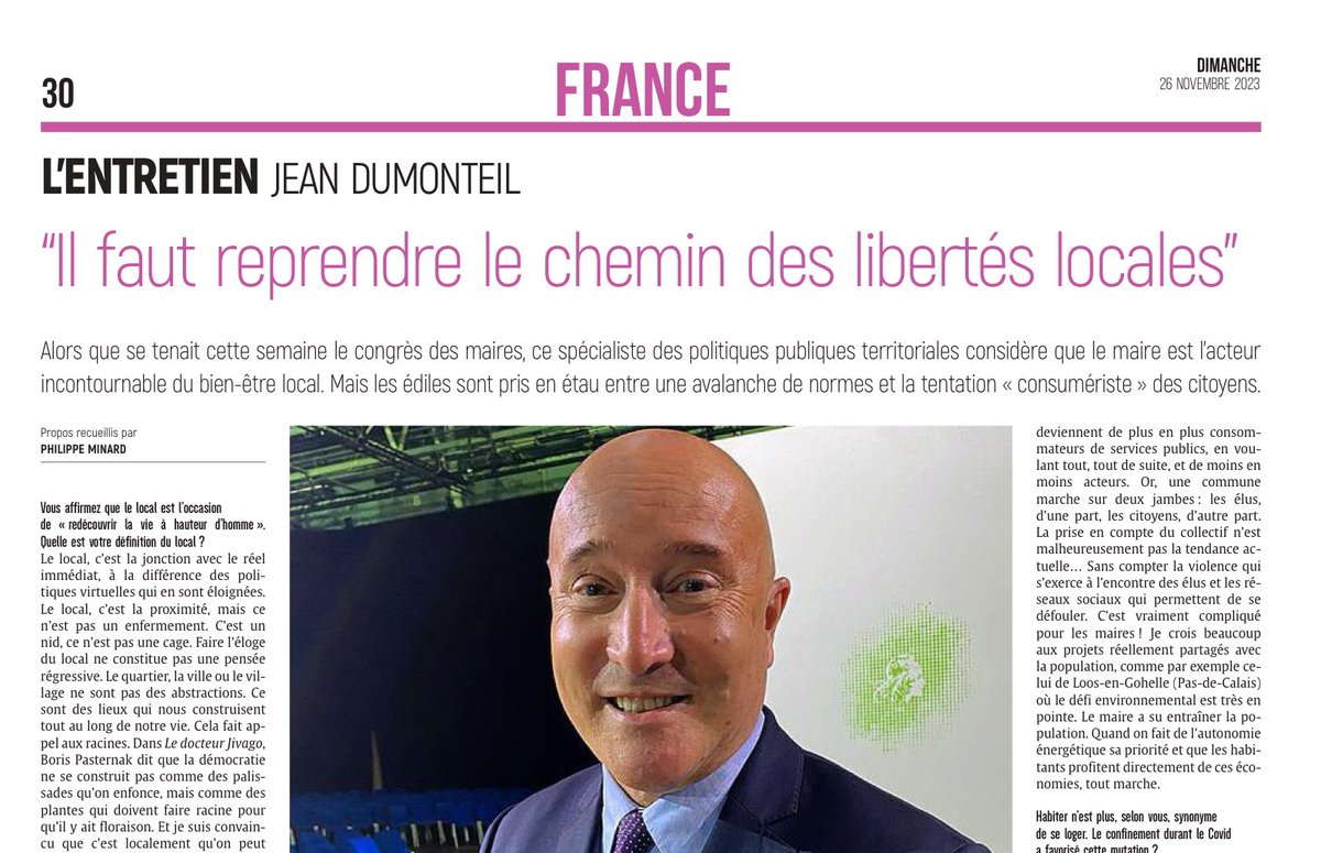 Remarquable entretien avec <a href="/jdumonteil/">DUMONTEIL Jean</a> ce jour dans @UnionArdennais sur les maires et la politique à la hauteur de l’individu.
