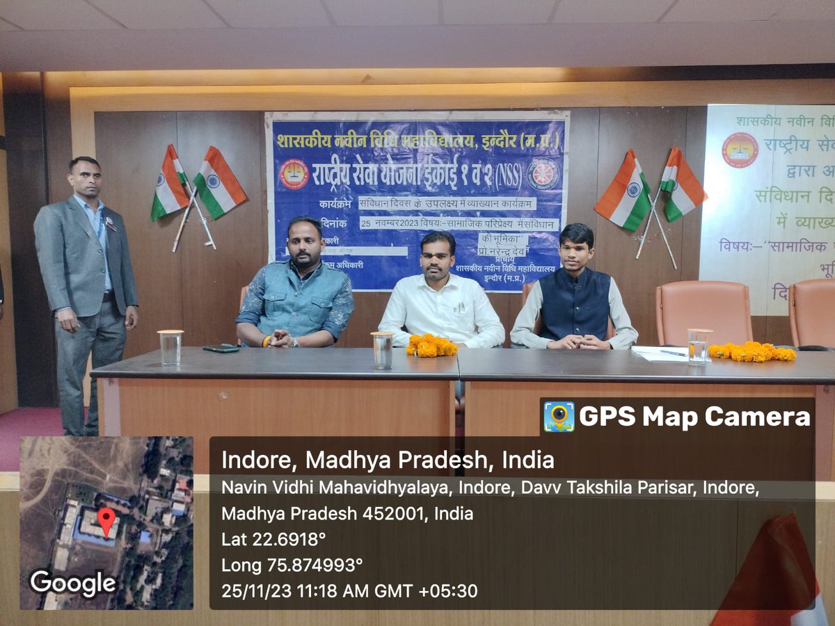 brajendra_'s tweet photo. On the occasion of Constitution Day, a speech competition was organized in Government New Law College, the theme of which was "Indian Constitution will pave the way for Vishwa Guru India".  It was a great experience to discuss the subject of the Constitution with law students. https://t.co/BtvNPAG1li