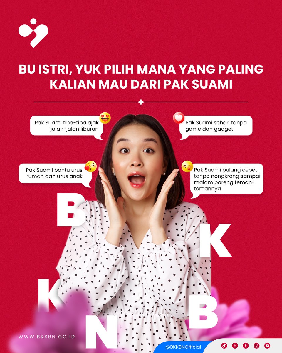 kemendukbangga's tweet photo. Buibu Sobat BKKBN, waktu dan tempat dipersilahkan. Monggo dipilih, ya Buibu. Sambil curhat juga boleh. Jangan lupa tag akunnya Pak Suami supaya dia peka hihi π€
.
.
#BKKBN
#BerencanaItuKeren
#KeluargaKerenCegahStunting
#SambutWeekend https://t.co/5UOCnZs2NW