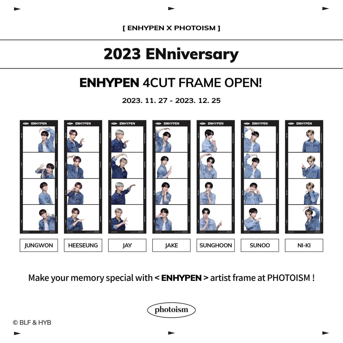 photoism_ph's tweet photo. It’s here! Hundreds of you requested for it and we heard all of you! After months of preparation, our Enhypen artist frame is finally open! Drop by Photoism PH from November 27, 2023 - December 25, 2023 to try this frame out and take a photo with your bias! 🖤 https://t.co/7k6DOFPU0c