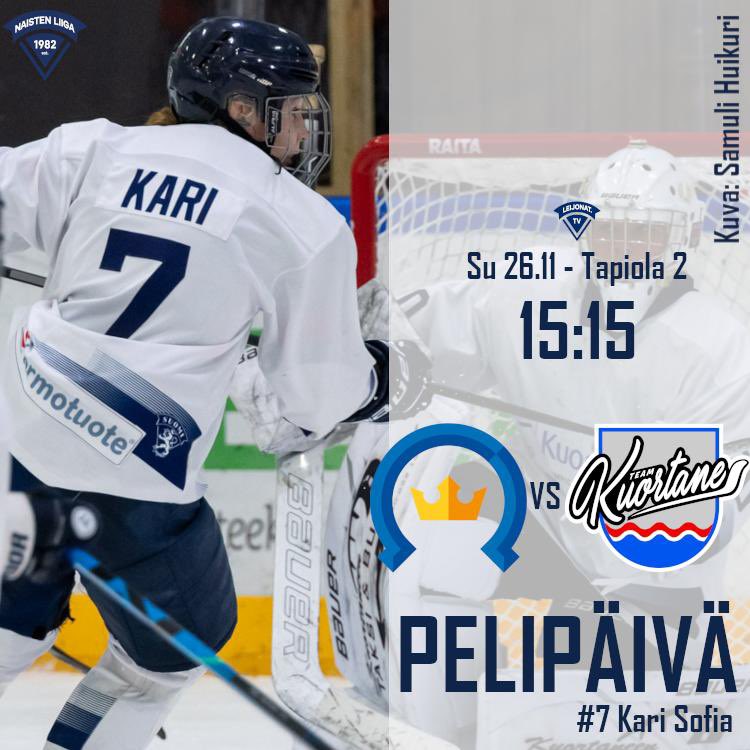TeamKuortane's tweet photo. 🚨PELIPÄIVÄ🚨

🆚 @KiekkoEspooN 
📍 Tapiola 2
⏳ 15.15

Peli näkyy osoitteesta https://t.co/77VGQMesWh! Kokoonpanot ja muut tilastot voit katsoa osoitteesta https://t.co/osSAzESKyR 🔥

📸 Samuli Huikuri
#NaistenLiiga #TeamKuortane #Kuortane #Soltut https://t.co/1Z4EAMd1yC